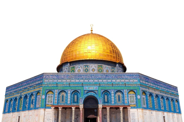 Foto a cúpula da rocha da mesquita al-aqsa jerusalém palestina isolada em branco