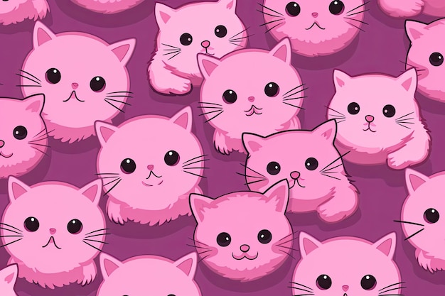 Foto a cute pink meme cat cartoon pattern generative ai