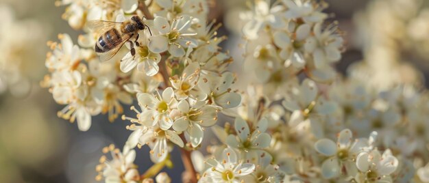 A doce harmonia da natureza Uma abelha recolhendo o extrato de mel das flores