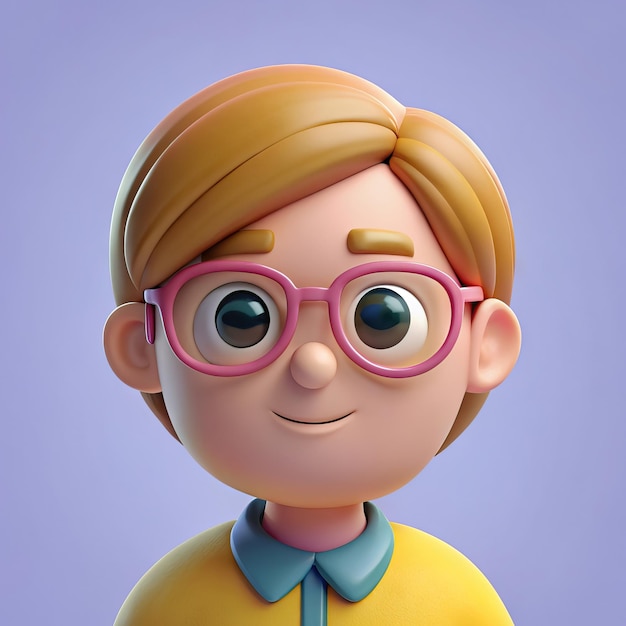 Foto a doll with pink glasses and a blue shirt with a yellow shirt on it