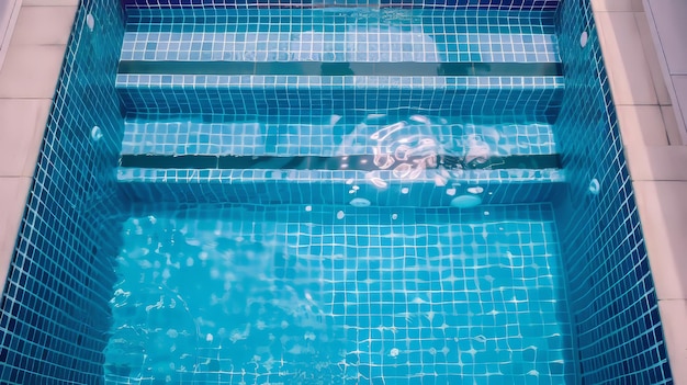 Foto a elegância de uma piscina bem azulejada, ilustrada por ia