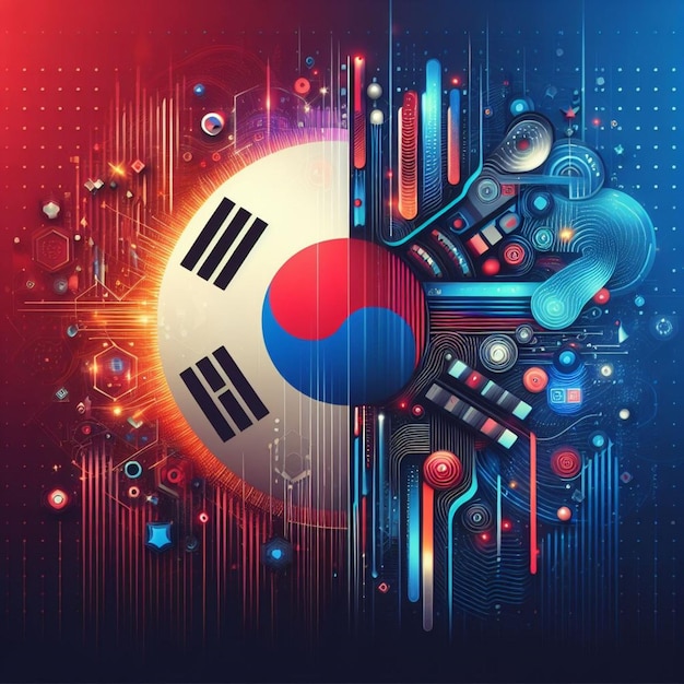A emblemática bandeira da Coreia do Sul reinterpreta um toque moderno em símbolos e tradições antigas.