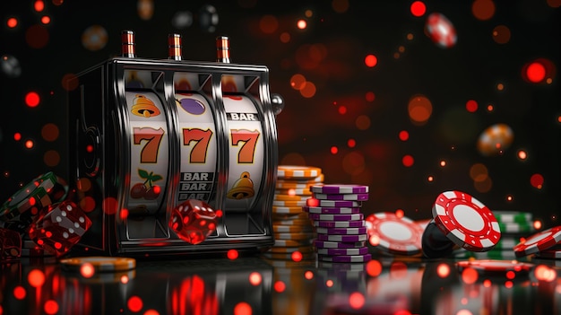 A emoção de ganhar o jackpot em uma máquina caça-níqueis de cassino à noite