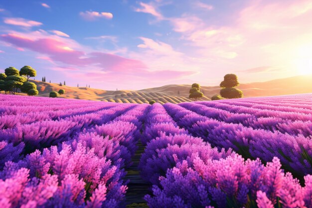 Foto a encantadora beleza de um campo de lavanda um mar de flores violetas em flor em um cativante 32 asp