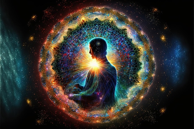 Foto a energia do reiki fonte da espiritualidade força vital do universo prana a mente de deus generative ai