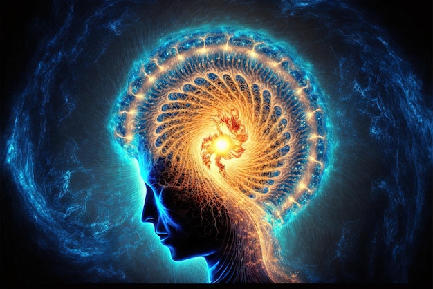 A energia do Reiki Fonte da Espiritualidade força vital do universo prana a mente de Deus Generative AI