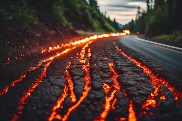 Foto a estrada está repleta de carros e luzes.