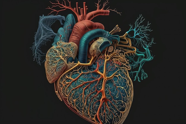 Foto a estrutura e função do coração humano