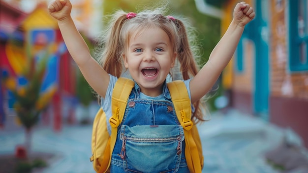 A excitação do primeiro dia de escola de uma criança