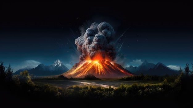 A explosão dinâmica de um vulcão