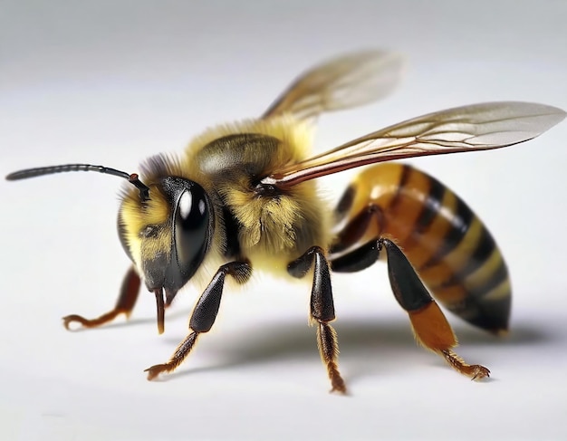 A exquisita elegância Um cativante close de uma abelha Beleza intrincada em uma tela em branco