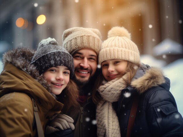 Foto a família interracial gosta de comemorar a véspera de natal juntos