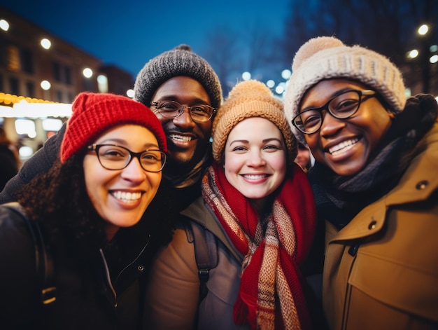 A família Interracial gosta de comemorar a véspera de Natal juntos