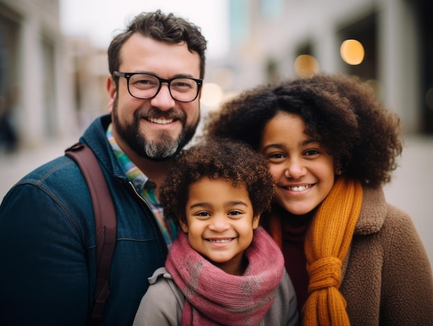 A família Interracial gosta de comemorar a véspera de Natal juntos