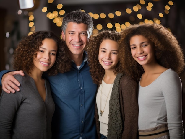 A família Interracial gosta de comemorar a véspera de Natal juntos