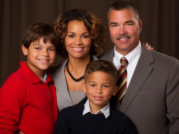 Foto a família interracial gosta de comemorar a véspera de natal juntos