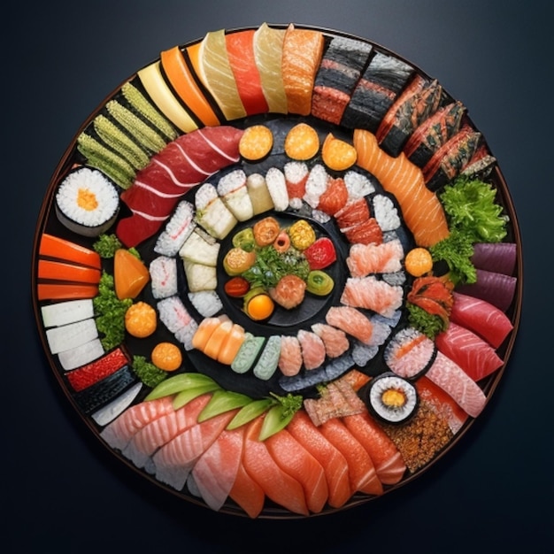 Foto a famosa comida japonesa, o sushi.