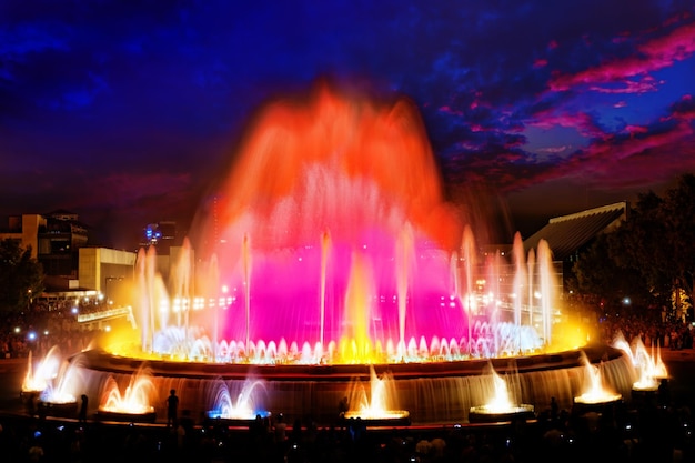 A famosa fonte de Montjuic em BarcelonaSpain