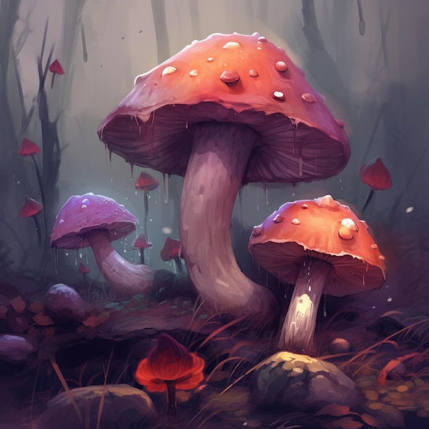A fantasia na floresta cogumelos mágicos IA generativa