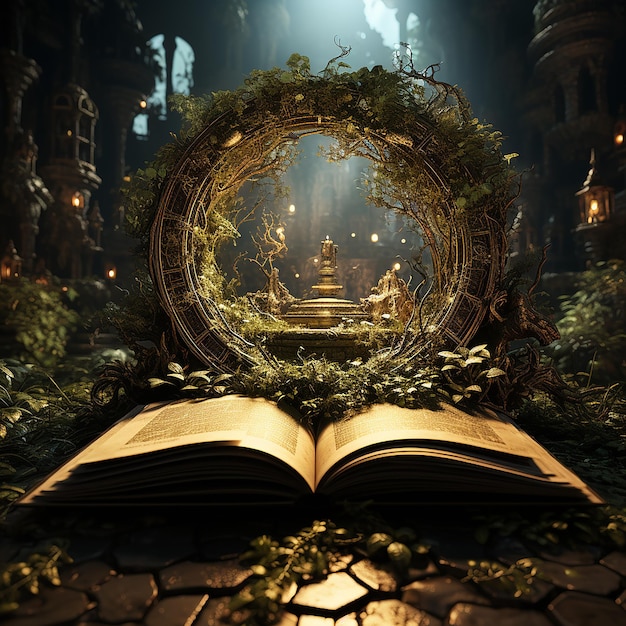 a_fantasy_book_in_a_forest