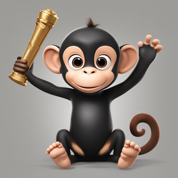 A felicidade do macaco bonito isolou o personagem de desenho animado do chimpanzé gerado pela IA