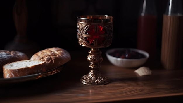 A festa do conceito de Corpus Christi sagrada comunhão em madeira