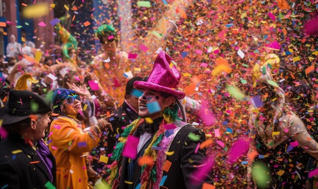 A festa estava animada com confetes coloridos Criando usando ferramentas generativas de IA