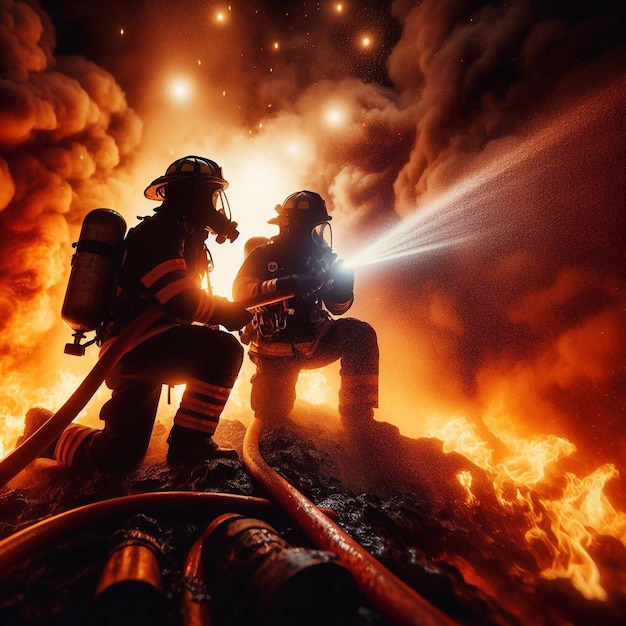 Foto a firefighter training