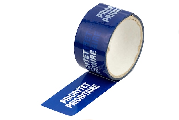 a fita de embalagem azul prioritária