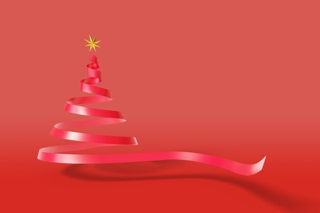 Foto a fita vermelha desenha uma árvore de natal com uma estrela dourada na ponta.