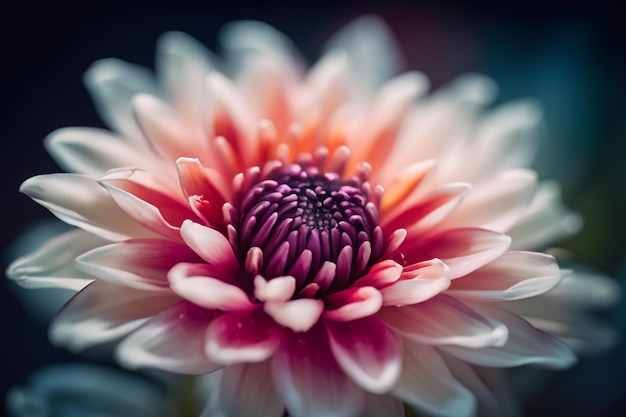A flor Dália com suas intrincadas camadas de pétalas delicadas e uma explosão de cores vibrantes