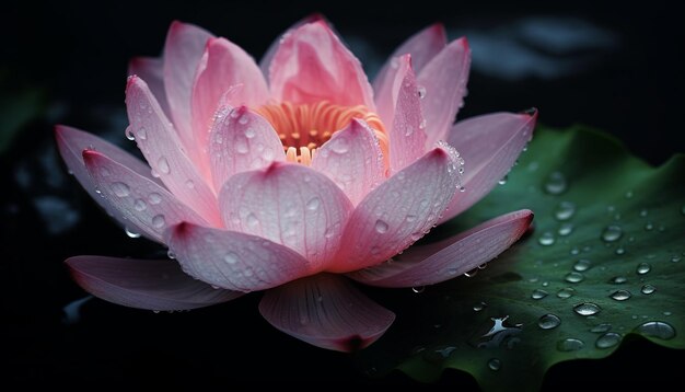 Foto a flor de lótus rosa reflete a beleza da natureza gerada pela ia