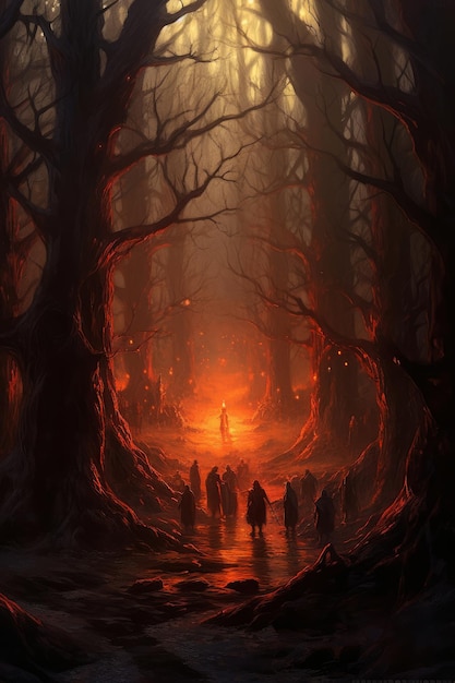 A floresta escura de fogo e o fogo