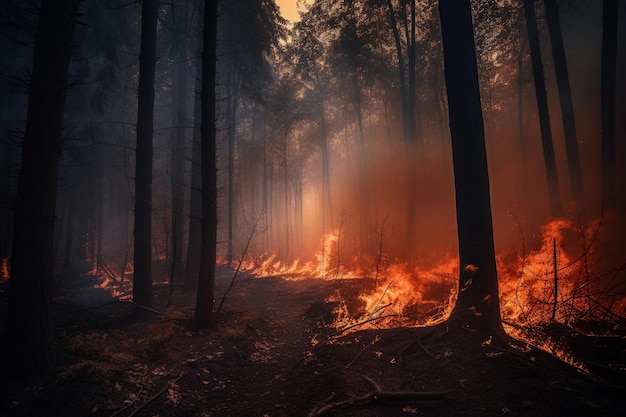 A floresta está queimando Fogo na floresta Gerado por IA