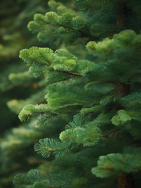 A folha verde da árvore de Natal é a beleza da natureza gerada por Ai.