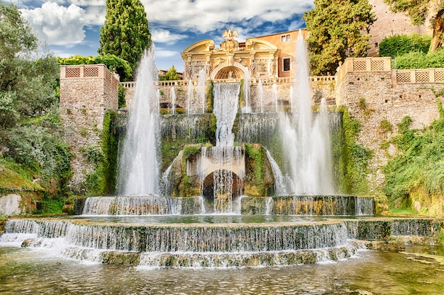 A fonte de Netuno, Villa d&#39;Este, Tivoli, Itália