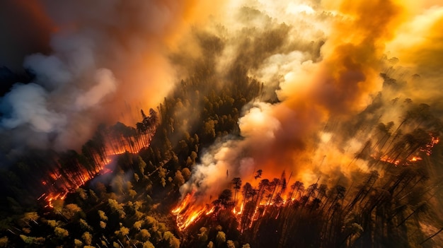 A força destrutiva de um incêndio florestal violento