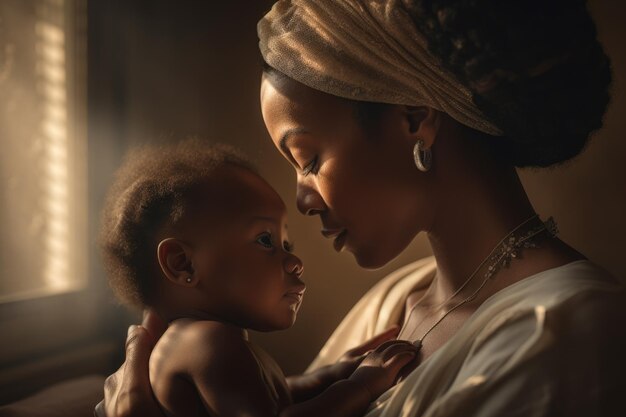 A força e a beleza da maternidade africana-americana em uma única imagem Generative AI AIG18