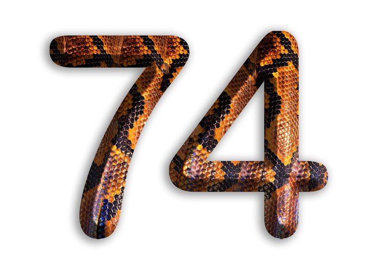 Foto a forma do número 74 com motivo de pele de cobra desenho pele de pitão