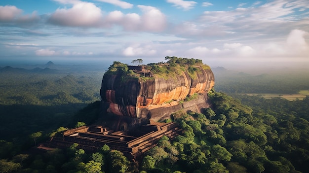 Foto a fortaleza de sigiriya, no sri lanka, mostra sua majestade e significado cultural