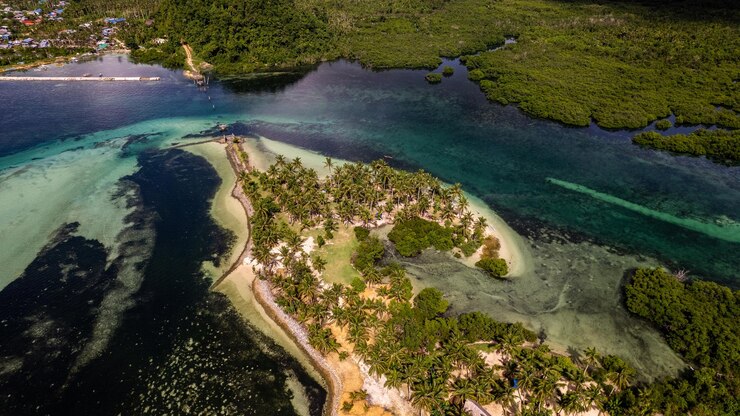 Foto a foto captura uma vista deslumbrante de uma praia serena com águas cristalinas
