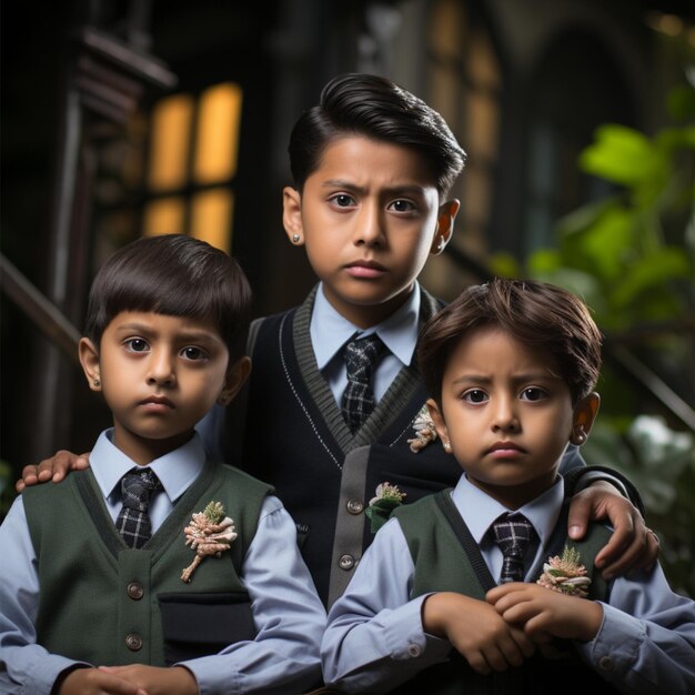 A foto contém várias crianças em idade escolar com expressões cheias de felicidade