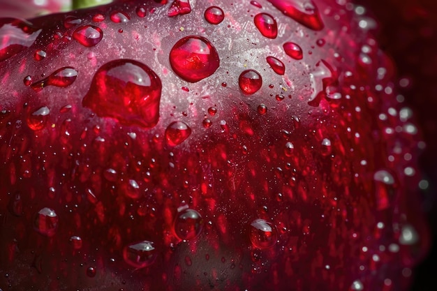 A fotografia macro revela o vibrante encanto de uma cereja