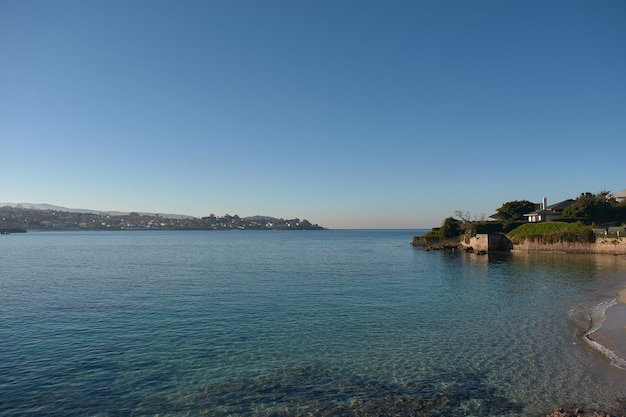 A foz do Canido com uma extremidade da Ilha Toralla Vigo Espanha