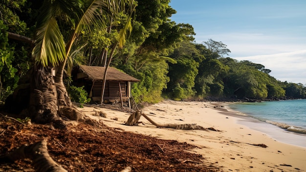 Foto a fuga da praia abraçando a floresta