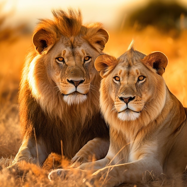 A_fullbodied_lion_pair_on_the_savannah_