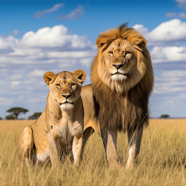 A_fullpowered_lion_couple_on_the_savannah_