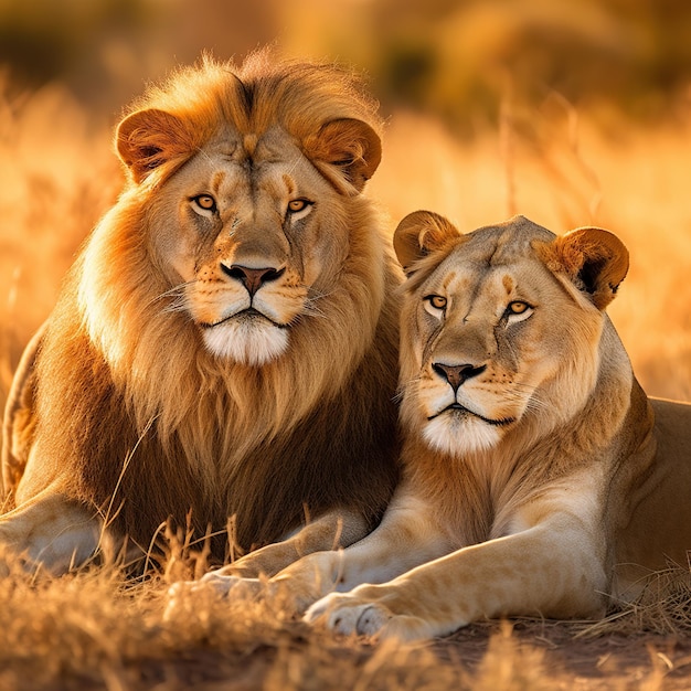 A_fullpowered_lion_couple_on_the_savannah