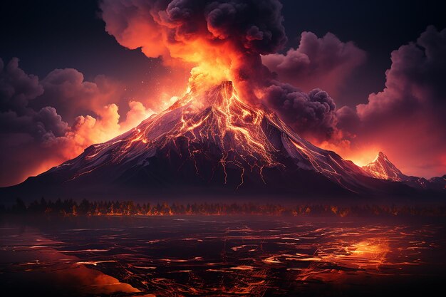 Foto a fúria da natureza impõe uma erupção vulcânica