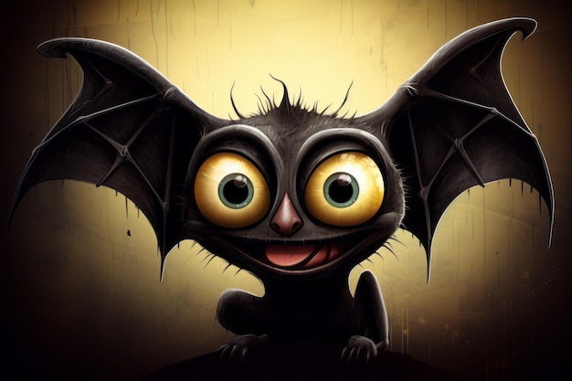 Foto a fusão do morcego de bonito e misterioso melhorando a arte de halloween apresentada em desenho